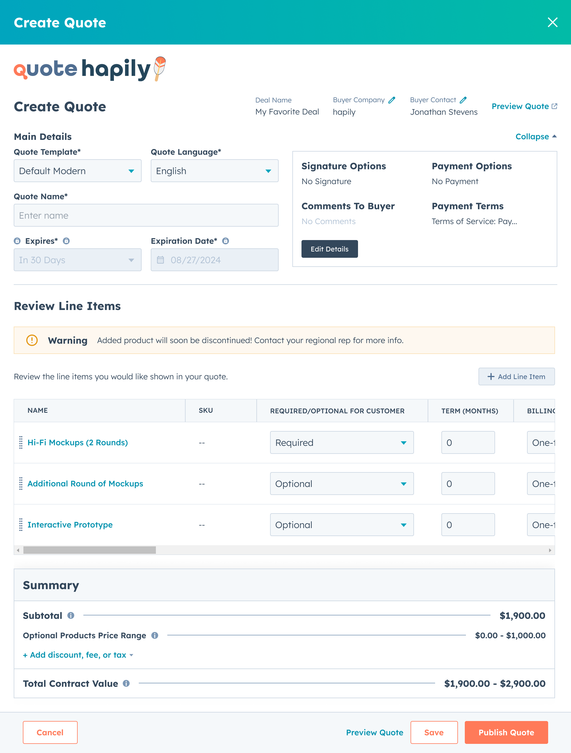 Give Buyers More Control: Optional Line Items in HubSpot Quotes with Quotivity