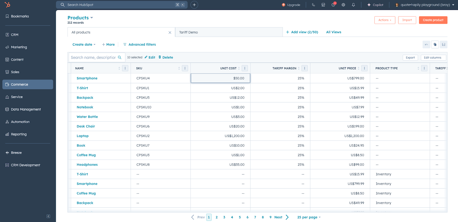 daily cost udpates tariffs