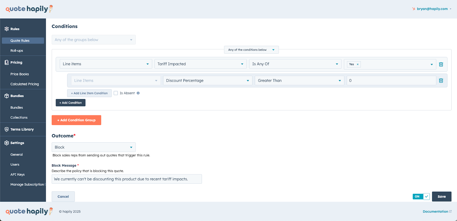 discount control tariffs
